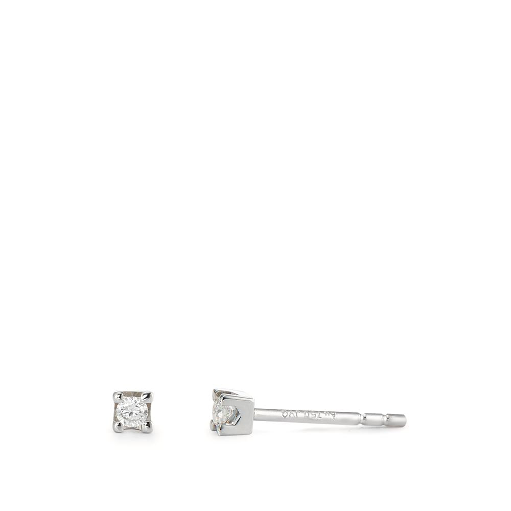 Pendientes 750/oro blanco de 18 quilates Diamante 0.06 ct, 2 piedras, w-si Ø2.5 mm