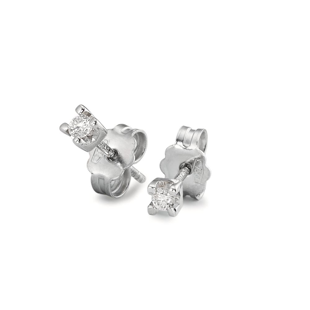 Pendientes 750/oro blanco de 18 quilates Diamante 0.06 ct, 2 piedras, w-si Ø2.5 mm