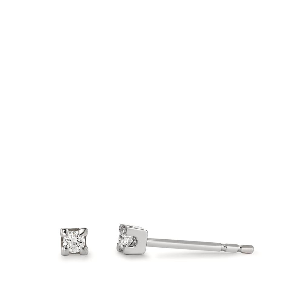 Pendientes 750/oro blanco de 18 quilates Diamante 0.10 ct, 2 piedras, w-si Ø2.5 mm