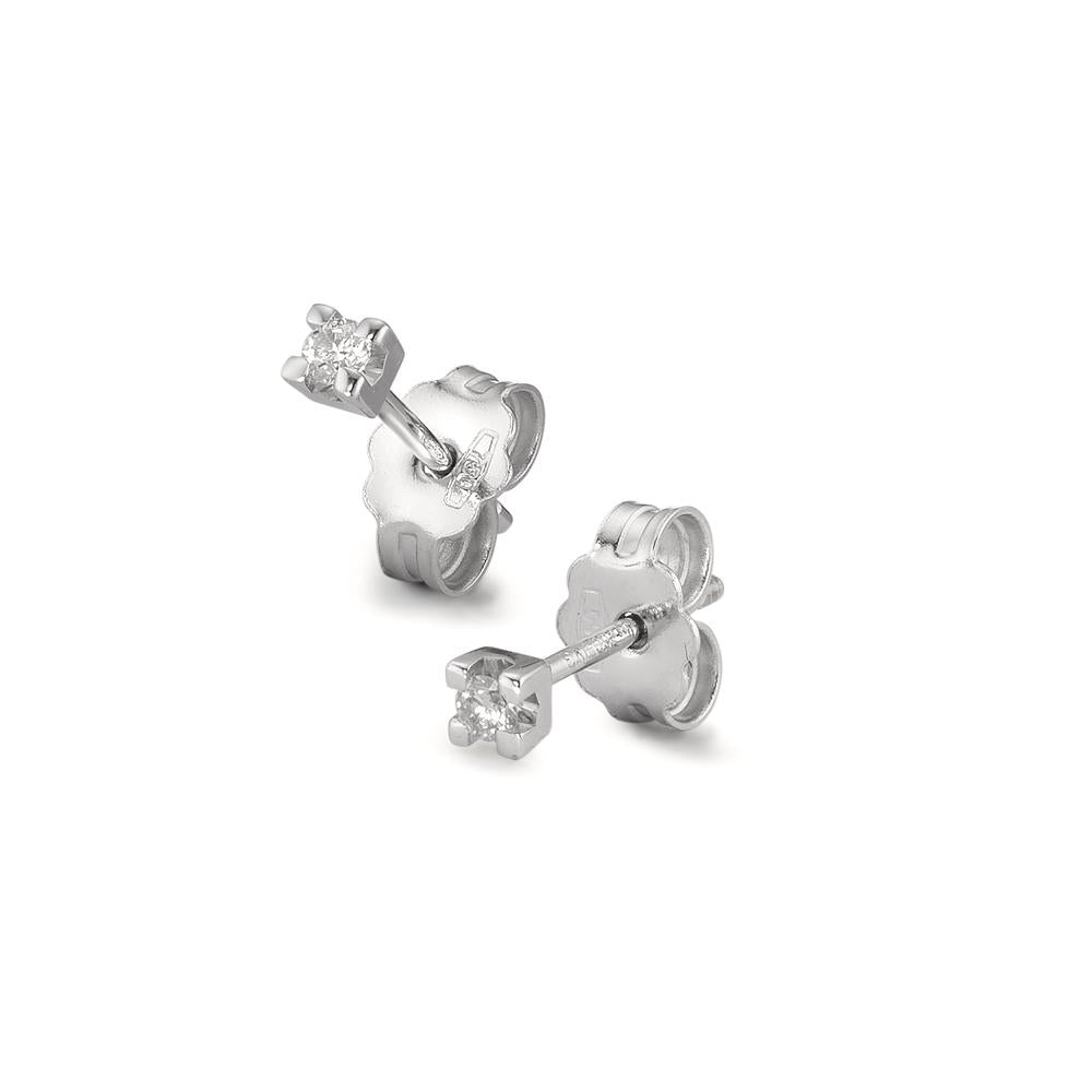 Pendientes 750/oro blanco de 18 quilates Diamante 0.10 ct, 2 piedras, w-si Ø2.5 mm