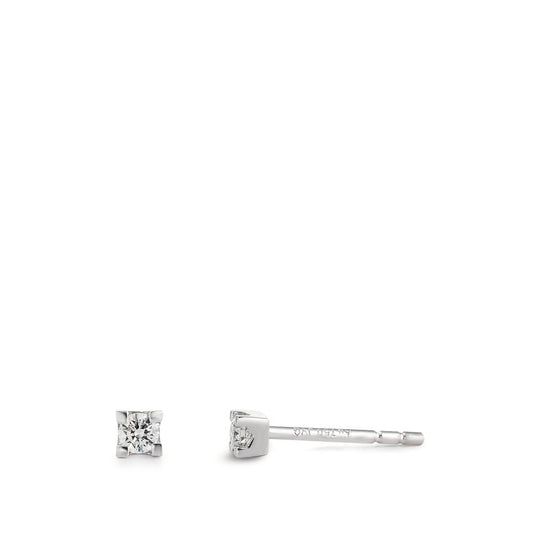 Pendientes 750/oro blanco de 18 quilates Diamante 0.14 ct, 2 piedras, w-si Ø3 mm