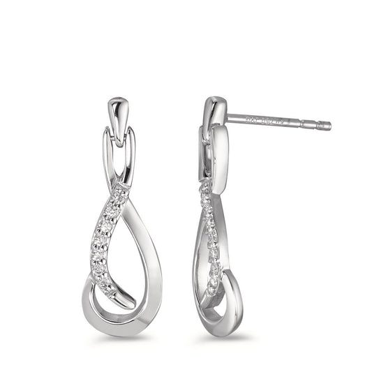 Pendientes 750/oro blanco de 18 quilates Diamante 0.08 ct, 14 piedras, w-si