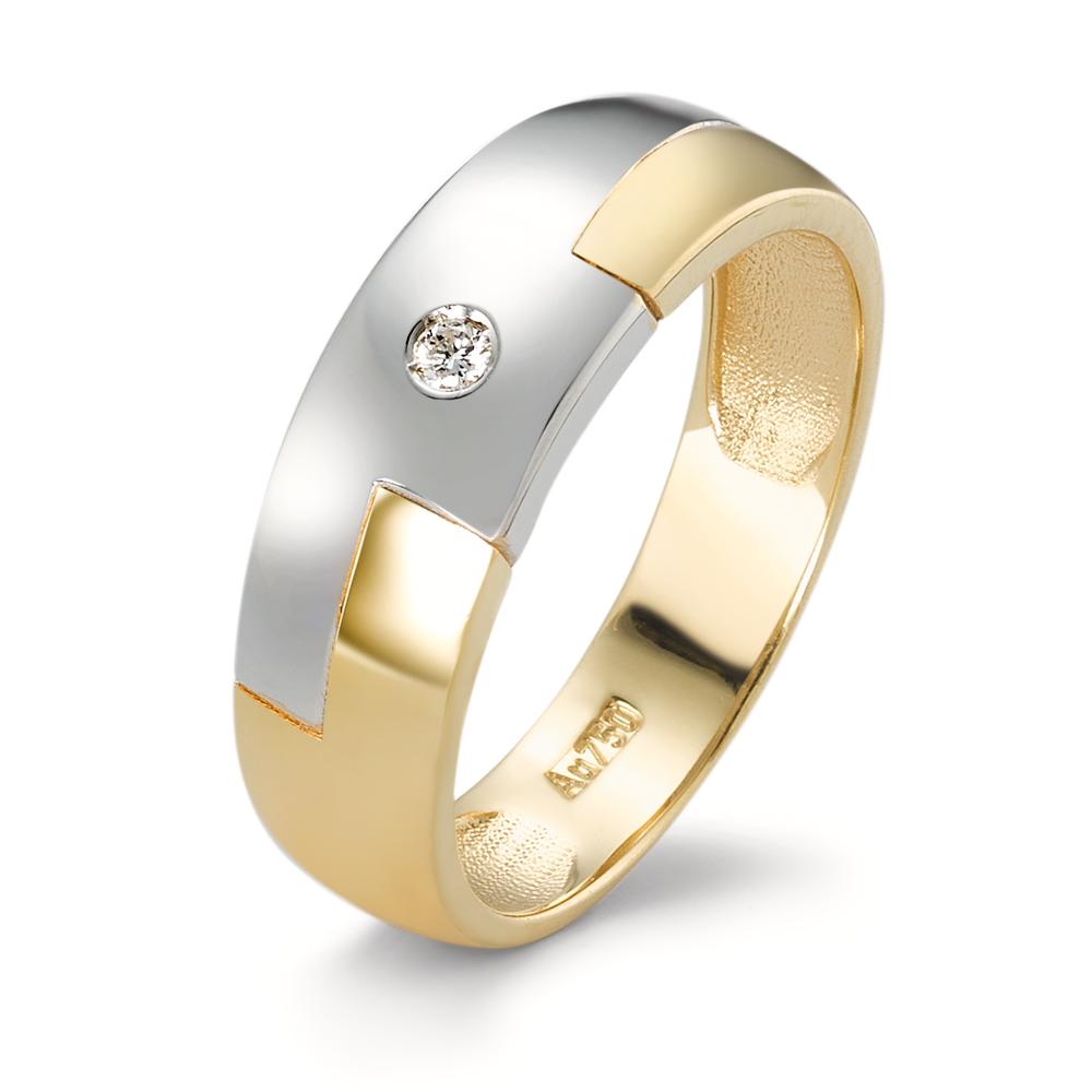 Anillo de dedo 750/oro amarillo de 18 quilates, 750/oro blanco de 18 quilates Diamante 0.02 ct, w-si