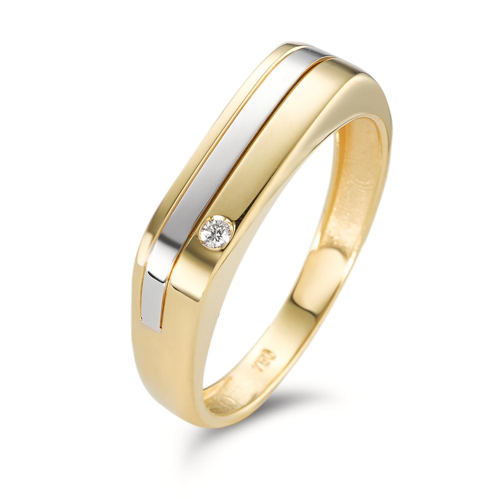 Anillo de dedo 750/oro amarillo de 18 quilates, 750/oro blanco de 18 quilates Diamante 0.02 ct, w-si