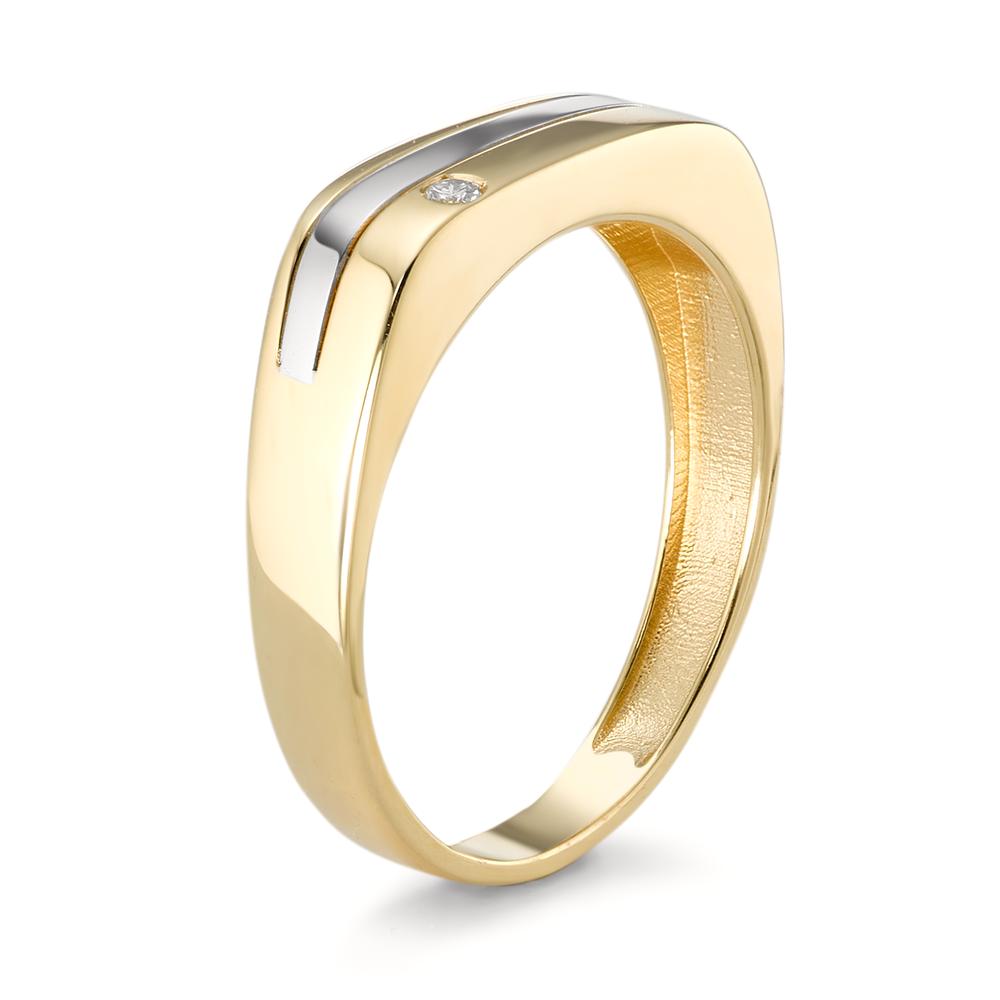 Anillo de dedo 750/oro amarillo de 18 quilates, 750/oro blanco de 18 quilates Diamante 0.02 ct, w-si