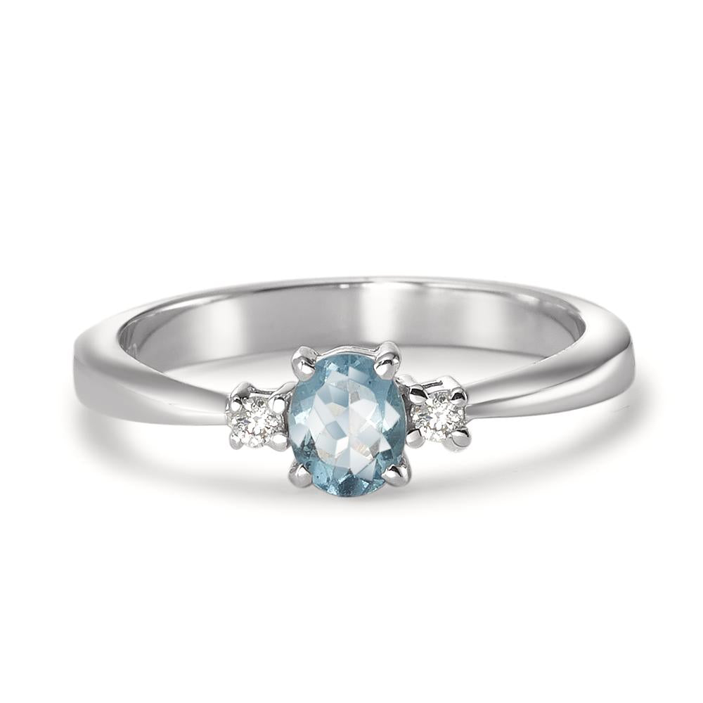 Anillo de dedo 750/oro blanco de 18 quilates Aguamarina Azul claro, Diamante blanco, 0.04 ct, 2 piedras, w-pi1