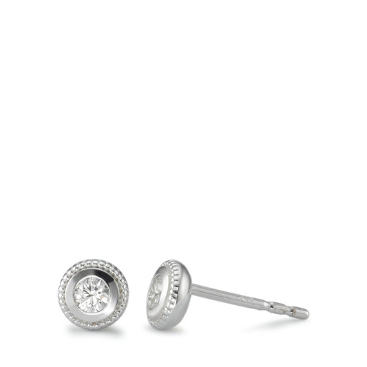 Pendientes 750/oro blanco de 18 quilates Diamante 0.15 ct, 2 piedras, w-si Ø5 mm