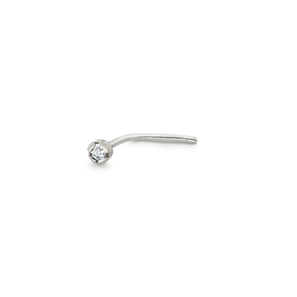 Pendiente de nariz 750/oro blanco de 18 quilates Diamante blanco, 0.01 ct, w-si Ø1.8 mm