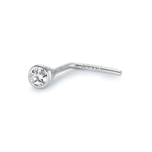 Pendiente de nariz 750/oro blanco de 18 quilates Diamante blanco, 0.02 ct, w-si Ø2.3 mm