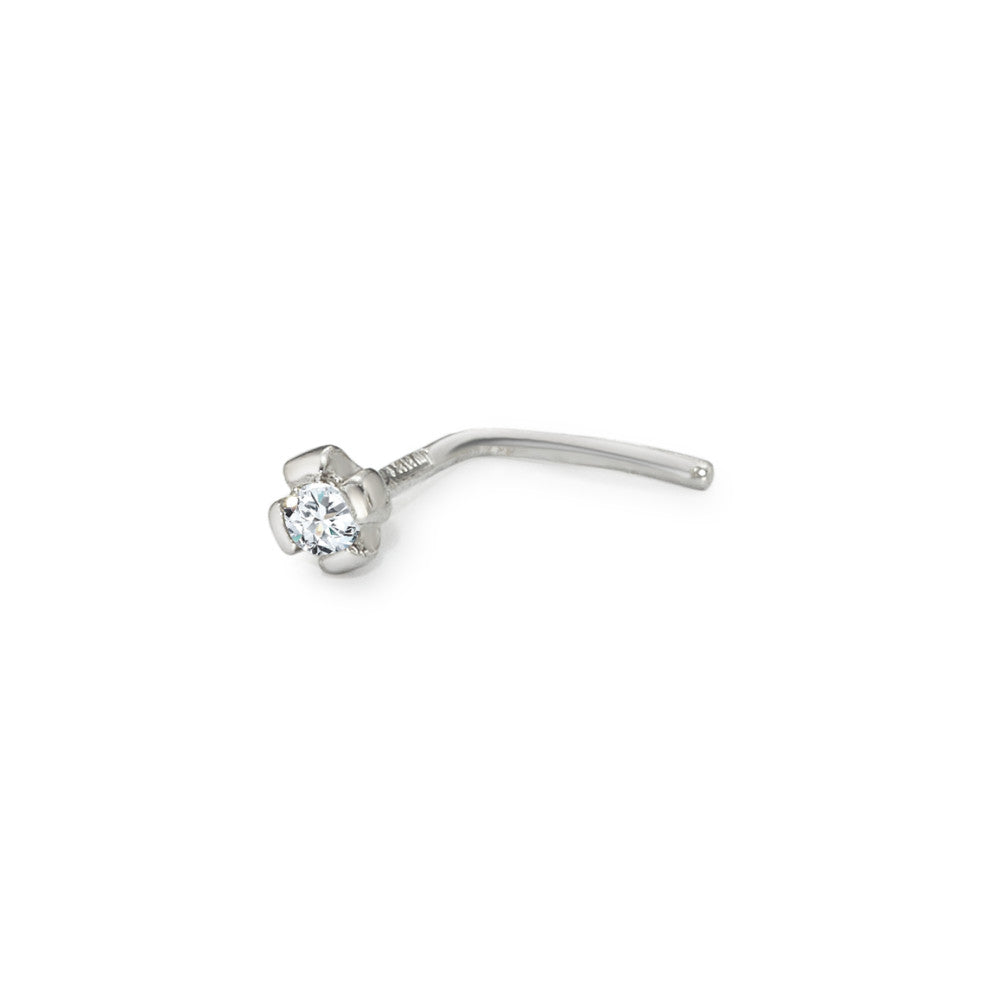 Pendiente de nariz 750/oro blanco de 18 quilates Diamante blanco, 0.03 ct, w-si Ø2.5 mm