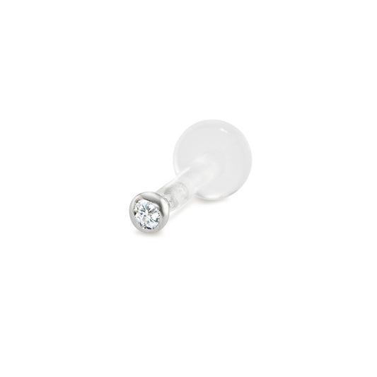 Piercing 750/oro blanco de 18 quilates Diamante 0.015 ct, w-si Ø2 mm