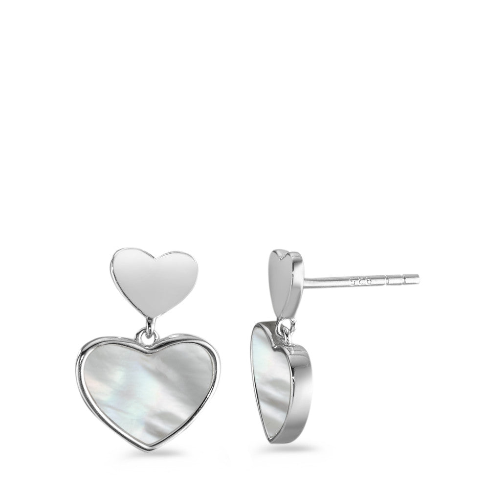 Pendientes Plata Rodio plateado Madre perla Corazón