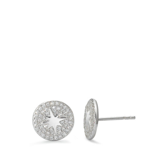 Pendientes Plata Circonita Rodio plateado estrella Ø10 mm