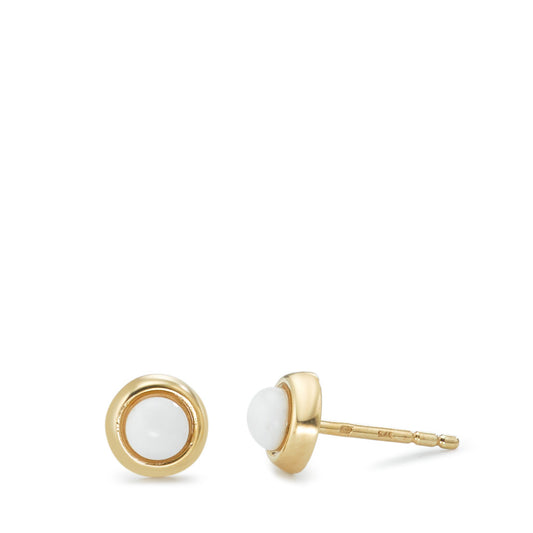 Pendientes Oro amarillo de 375/9K Ágata blanco, 2 piedras Ø6 mm