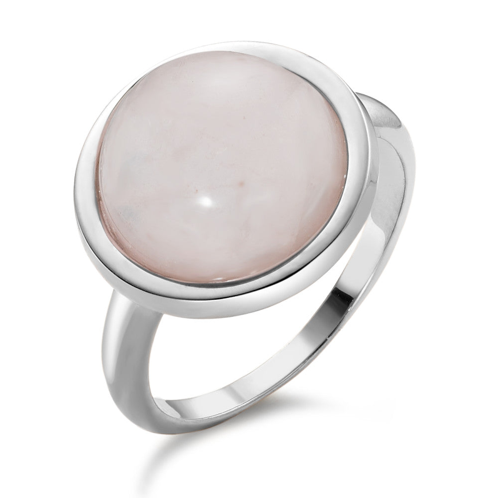 Anillo de dedo 750/oro blanco de 18 quilates Cuarzo rosa Ø15 mm