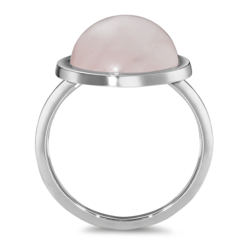 Anillo de dedo 750/oro blanco de 18 quilates Cuarzo rosa Ø15 mm