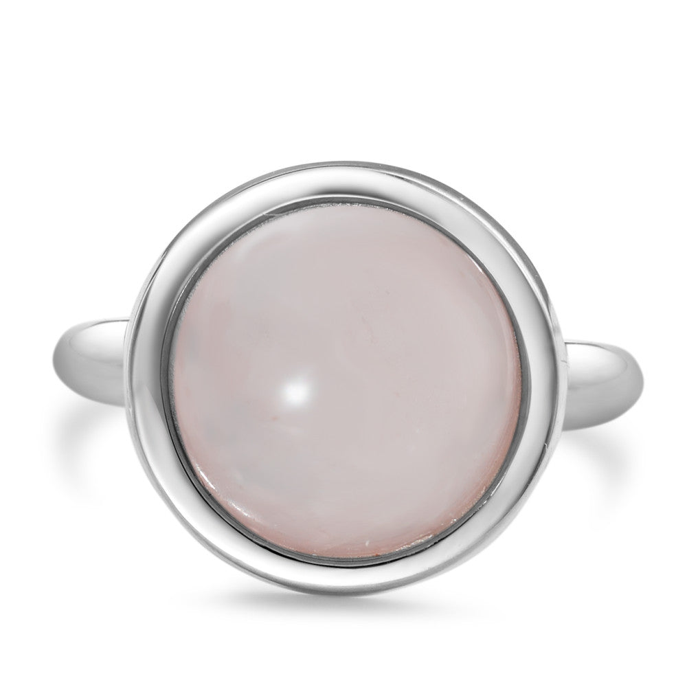 Anillo de dedo 750/oro blanco de 18 quilates Cuarzo rosa Ø15 mm