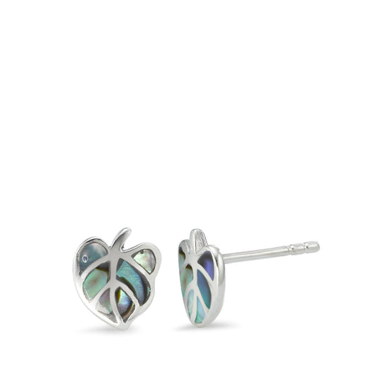 Pendientes Plata Abulón Rodio plateado Hoja Ø9 mm