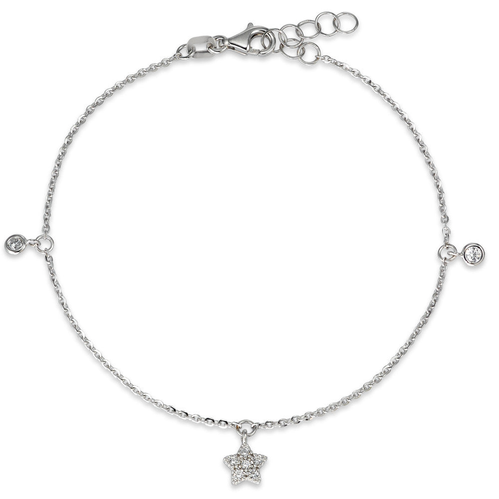 Pulsera Oro blanco de 585/14 kt. Circonita blanco estrella 17-19 cm