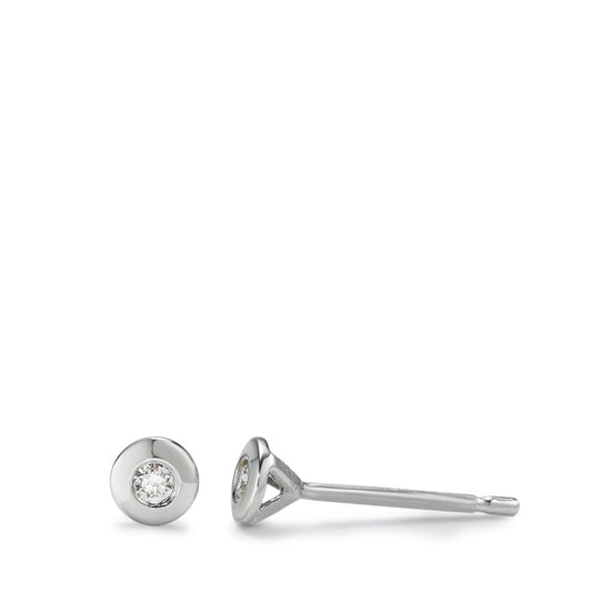 Pendientes Oro blanco de 585/14 kt. Diamante 0.06 ct, 2 piedras, w-si Ø4 mm