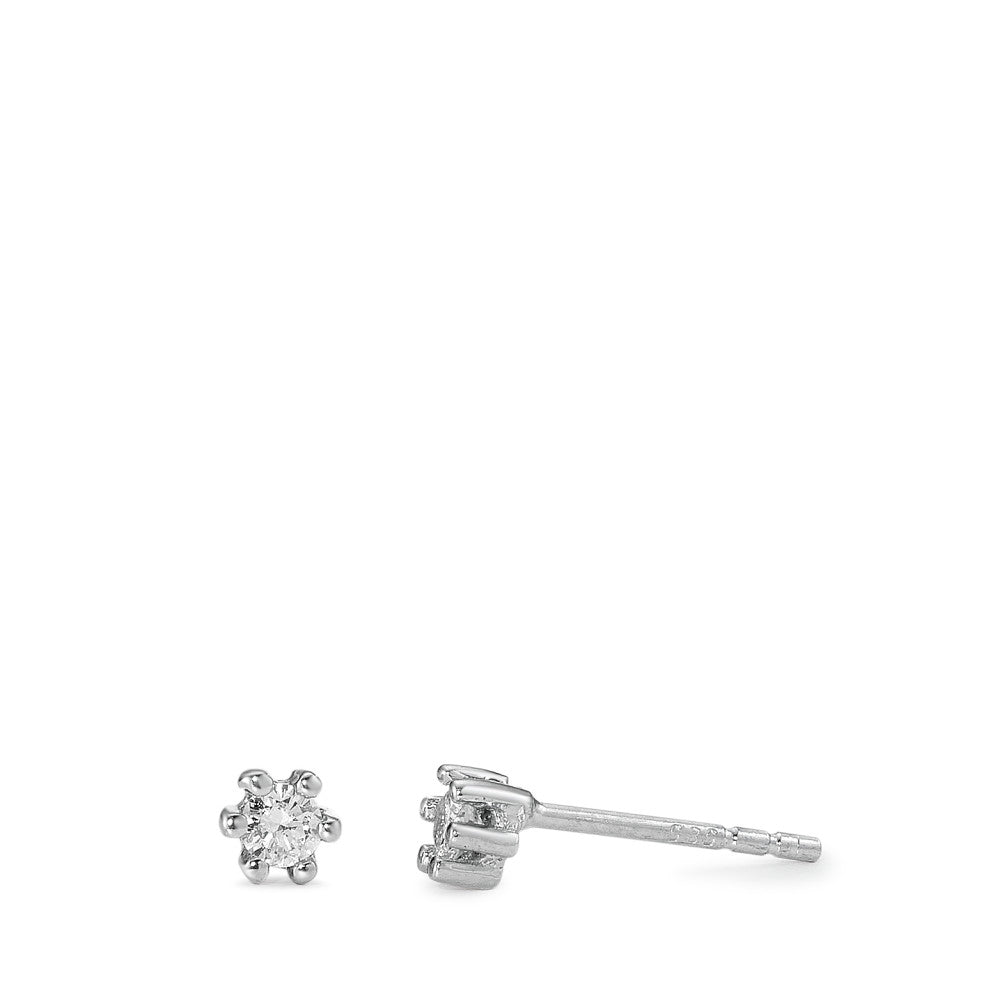 Pendientes Oro blanco de 585/14 kt. Diamante 0.10 ct, 2 piedras, w-si Ø3 mm