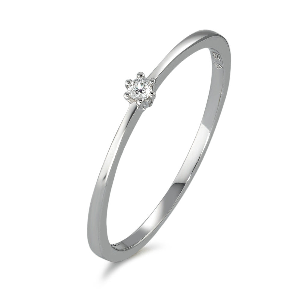 Anillo solitario Oro blanco de 585/14 kt. Diamante 0.03 ct, w-si