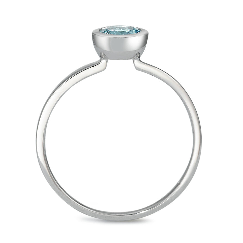 Anillo de dedo Oro blanco de 585/14 kt. Topacio azul Ø6.5 mm