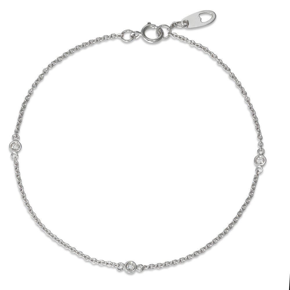 Pulsera 750/oro blanco de 18 quilates Diamante 0.06 ct, 3 piedras, w-si 17 cm