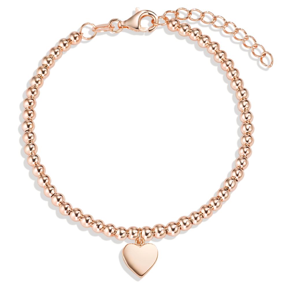 Pulsera Plata Rosa Dorado Corazón 16-18.5 cm