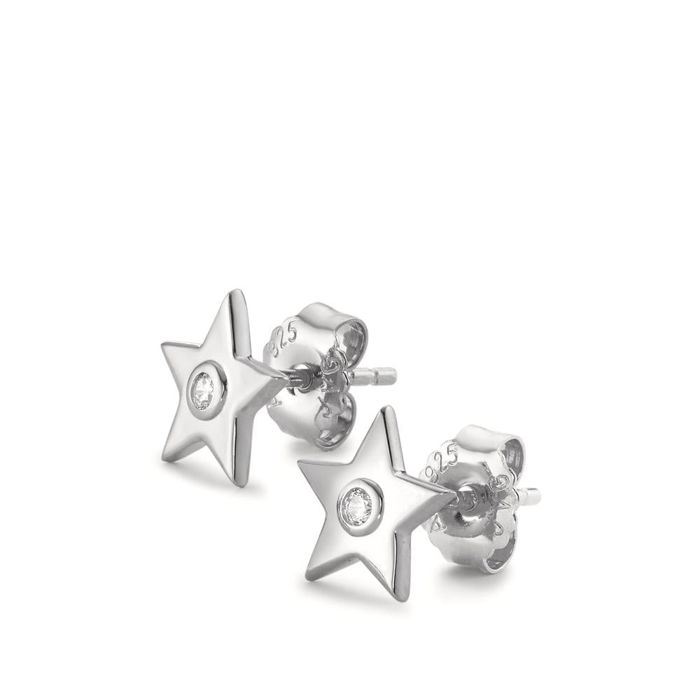 Pendientes Plata Circonita 2 piedras Rodio plateado estrella Ø8.5 mm