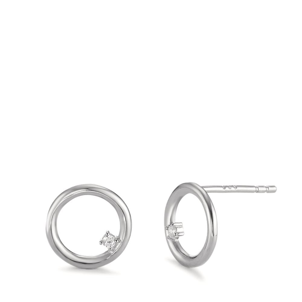 Pendientes Plata Circonita 2 piedras Rodio plateado Ø9.5 mm