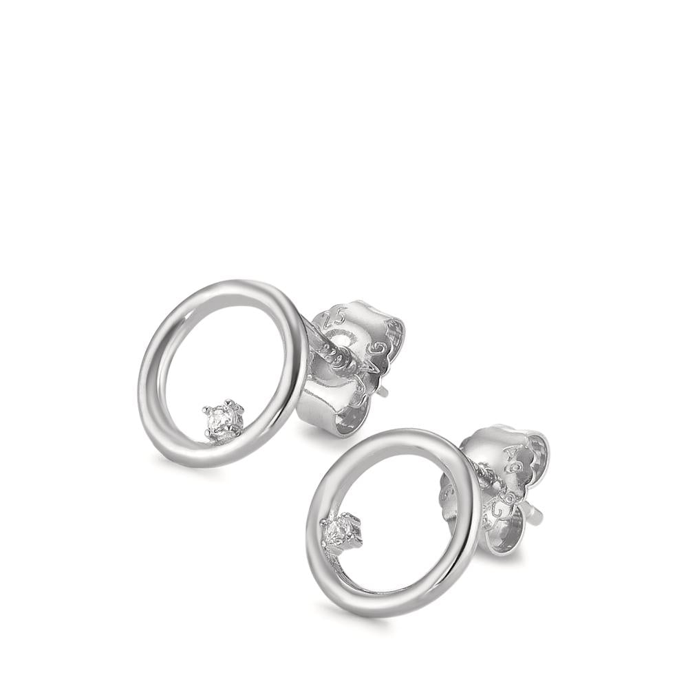 Pendientes Plata Circonita 2 piedras Rodio plateado Ø9.5 mm