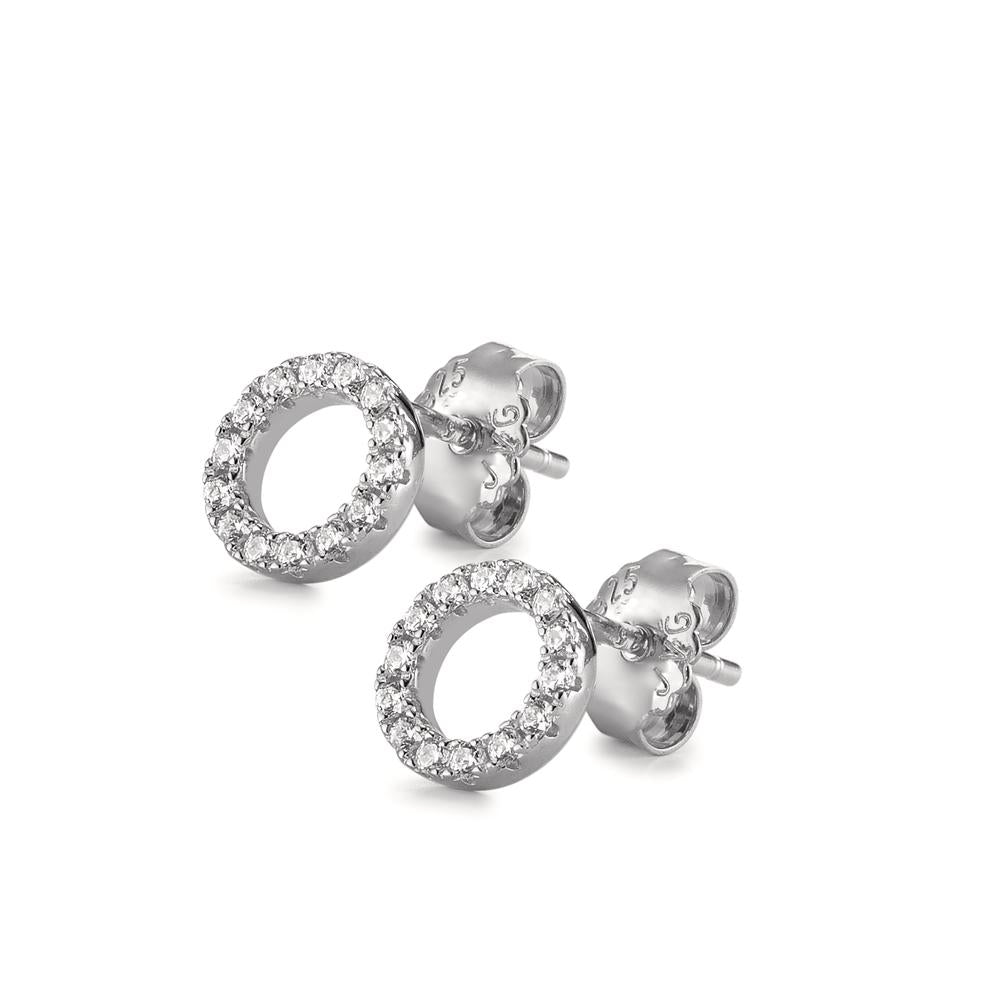 Pendientes Plata Circonita 28 piedras Rodio plateado Ø8 mm