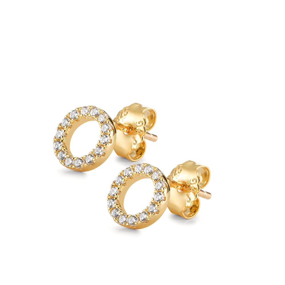 Pendientes Plata Circonita 28 piedras Amarillo Dorado Ø8 mm