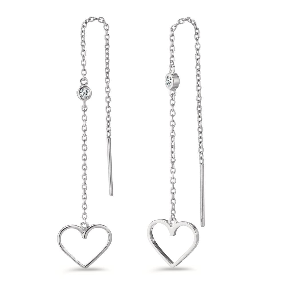 Aretes Plata Circonita 2 piedras Rodio plateado Corazón