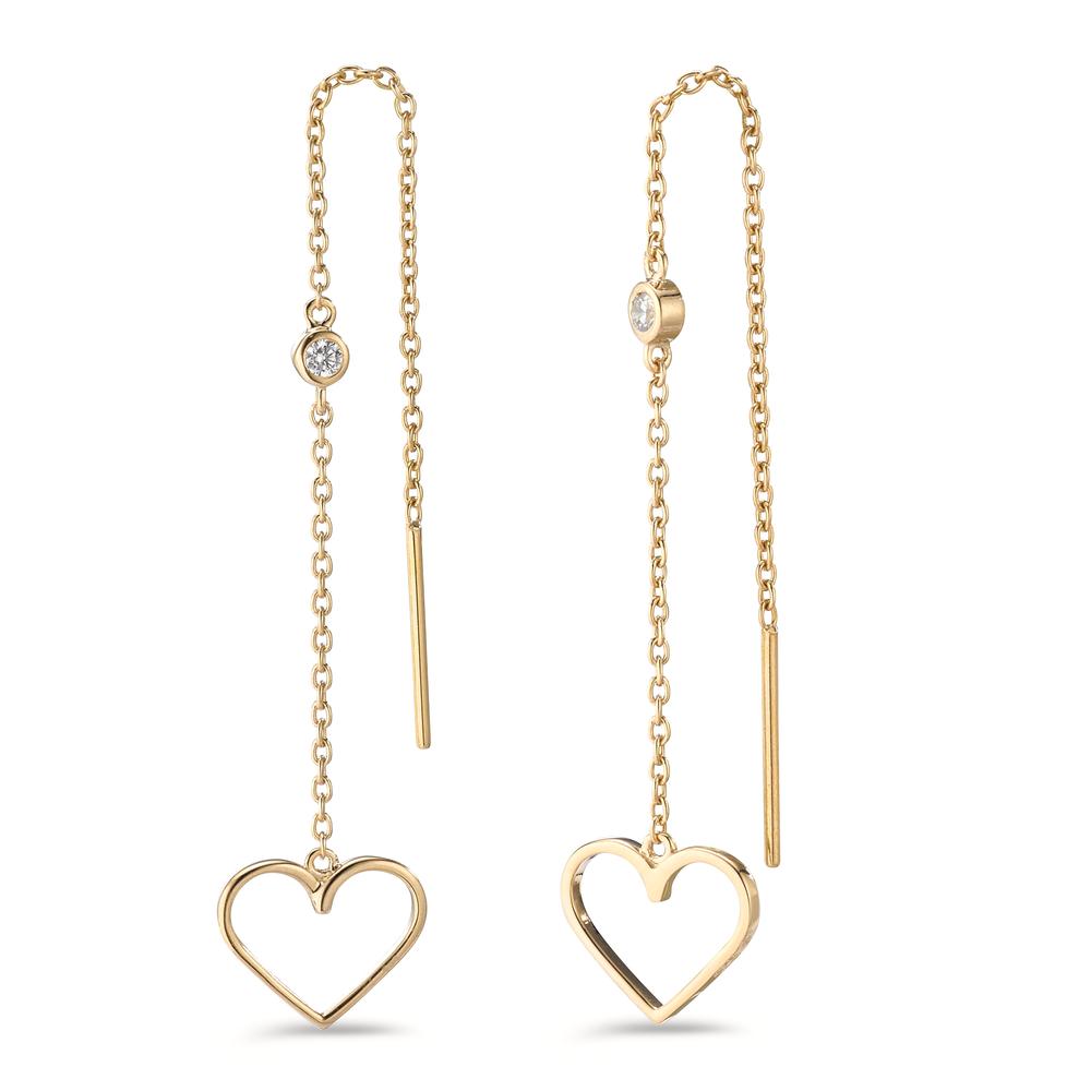 Aretes Plata Circonita 2 piedras Amarillo Dorado Corazón