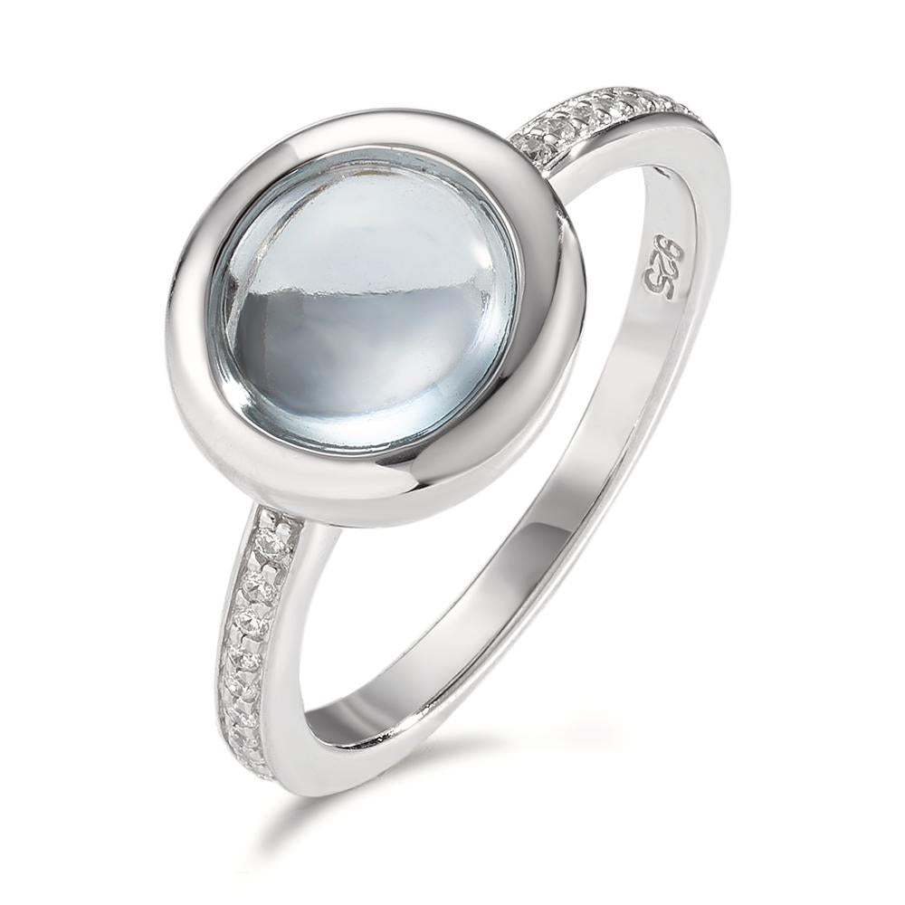 Anillo de dedo Plata Cuarzo agua, 19 piedras Rodio plateado Ø11 mm