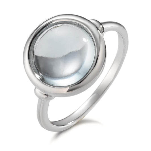 Anillo de dedo Plata Cuarzo agua Rodio plateado Ø13 mm