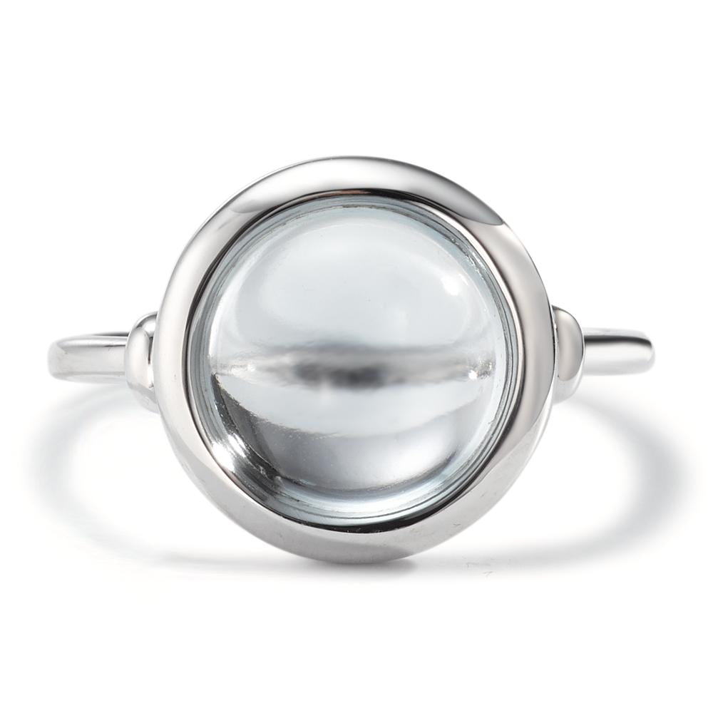 Anillo de dedo Plata Cuarzo agua Rodio plateado Ø13 mm