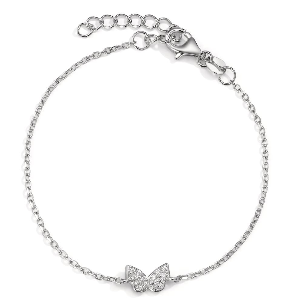 Pulsera Plata Circonita turquesa Rodio plateado Mariposa 15.5-18.5 cm