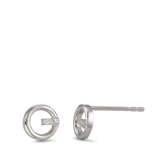 Pendientes Plata Circonita 6 piedras Rodio plateado Ø6.5 mm