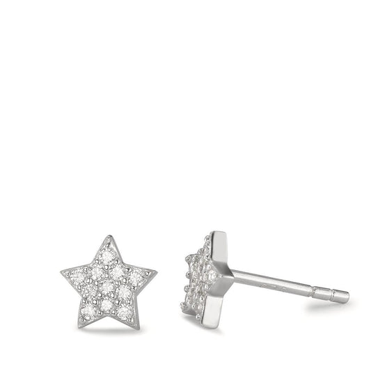 Pendientes Plata Circonita Rodio plateado estrella Ø7 mm