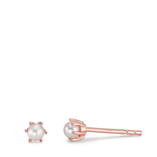 Pendientes Plata Rosa Dorado Perla cultivada de agua dulce Ø4 mm