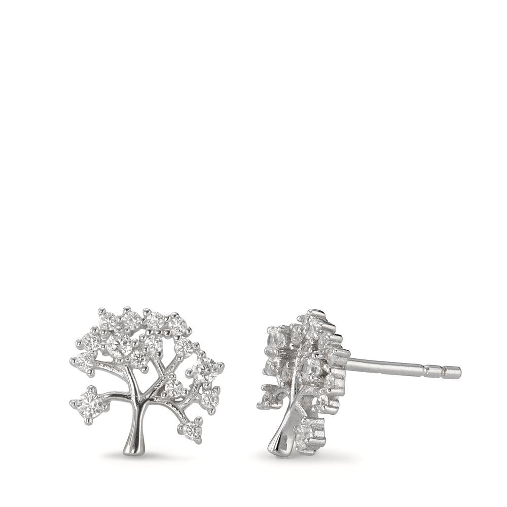 Pendientes Plata Circonita Rodio plateado árbol de la vida Ø10 mm