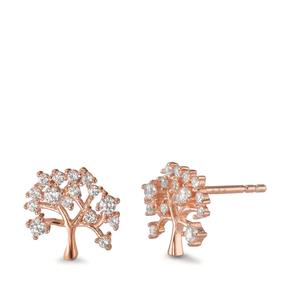 Pendientes Plata Circonita Rosa Dorado árbol de la vida Ø10 mm