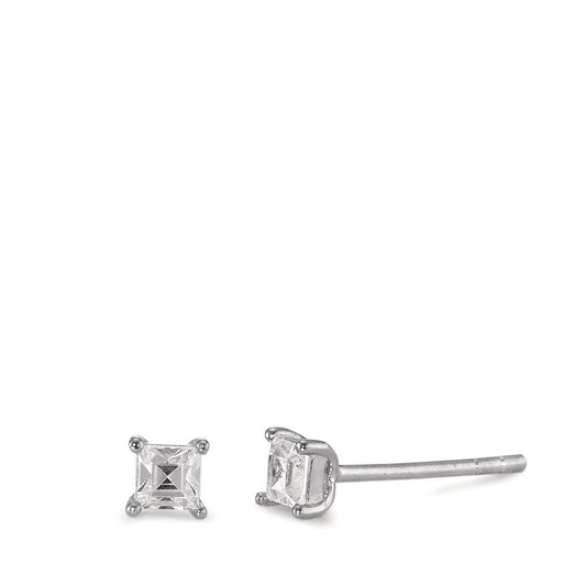 Pendientes Plata Circonita 2 piedras Rodio plateado Ø4 mm