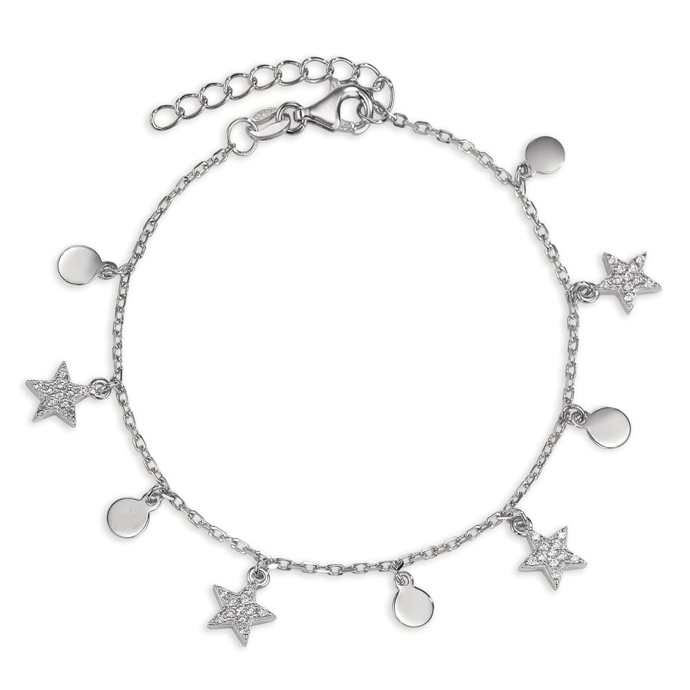 Pulsera Plata Circonita Rodio plateado estrella 16-19 cm