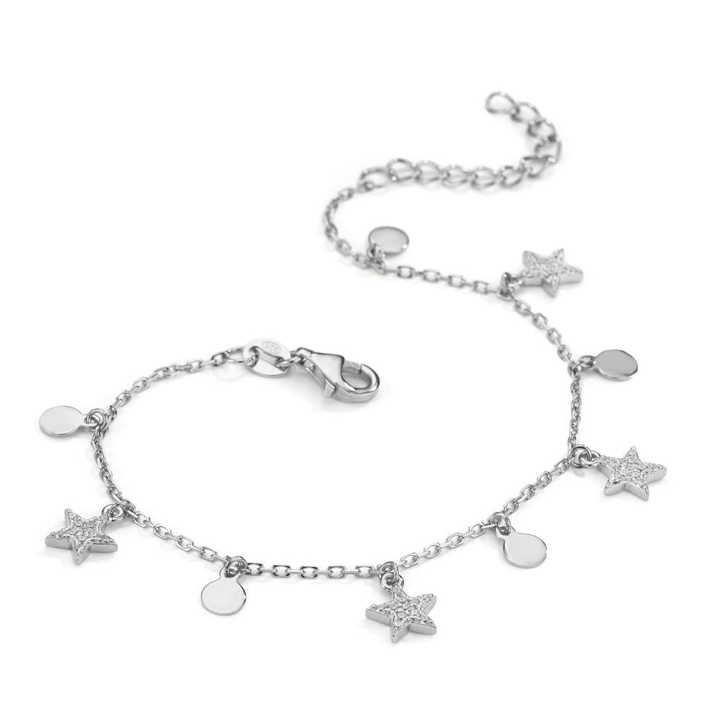 Pulsera Plata Circonita Rodio plateado estrella 16-19 cm