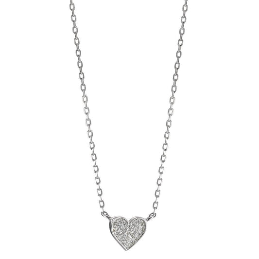 Collar Plata Circonita Rodio plateado Corazón 39-44 cm