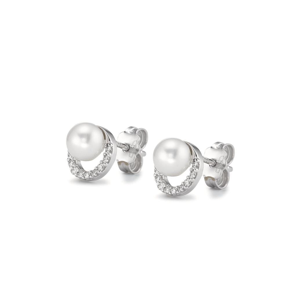 Pendientes 750/oro blanco de 18 quilates Circonita Perla cultivada de agua dulce Ø7.5 mm